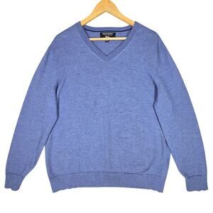 BANANA REPUBLIC MEN’S ITALIAN MERINO WOOL V‑NECK COUNTRY SIDE BLUE SWEATER – XL